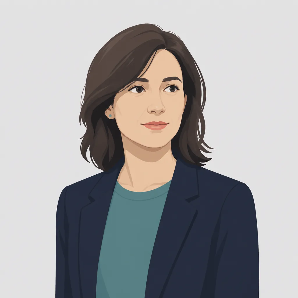 Illustrated flat portrait of Priya Anand, design director