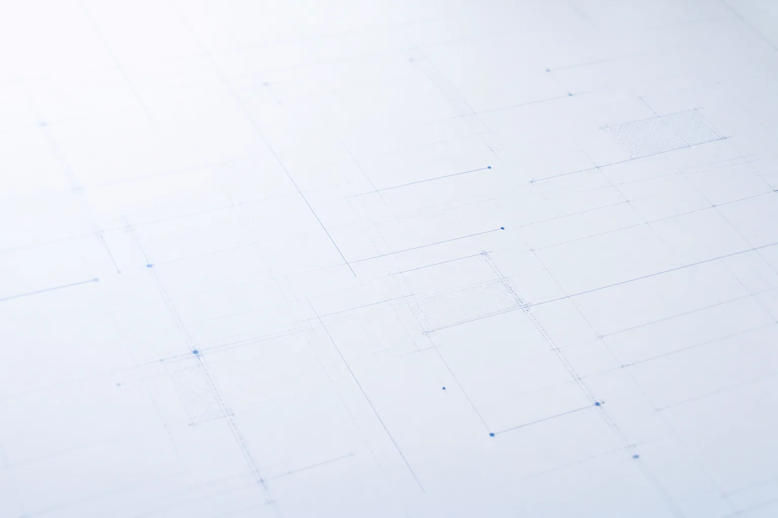 Abstract indigo UI wireframe strip with faint hairline grid and thin measurement lines